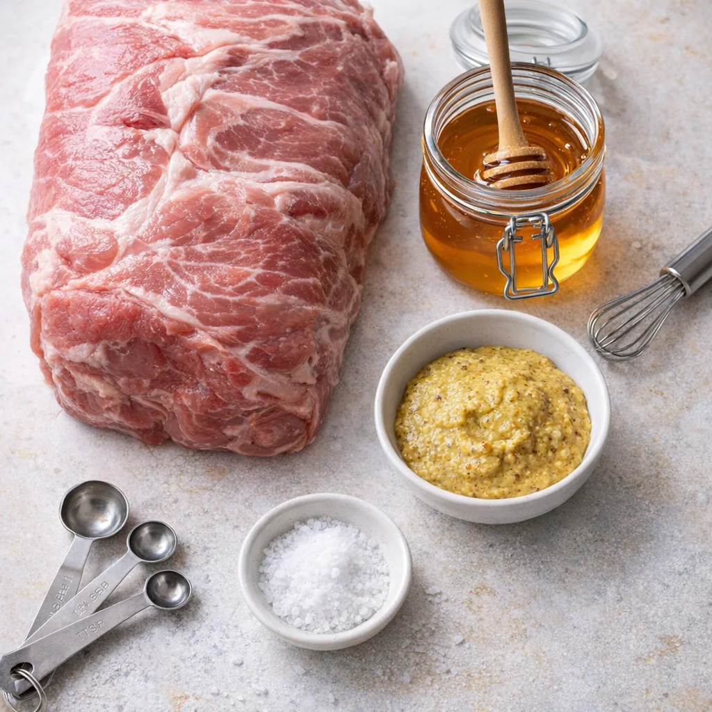 The four ingredients for honey mustard pork roast