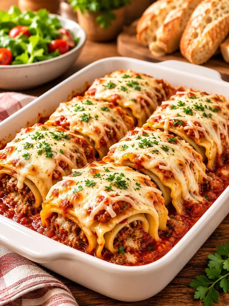 Delicious 3-Cheese Sausage Lasagna Roll-Ups served on a plate, ready to enjoy.
