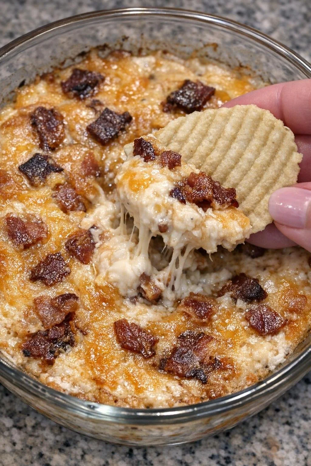 Delicious 3-Ingredient Bacon Prescott Dip served with crackers and veggies.
