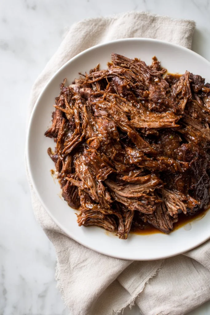 Delicious 3-Ingredient Balsamic Pot Roast served on a plate