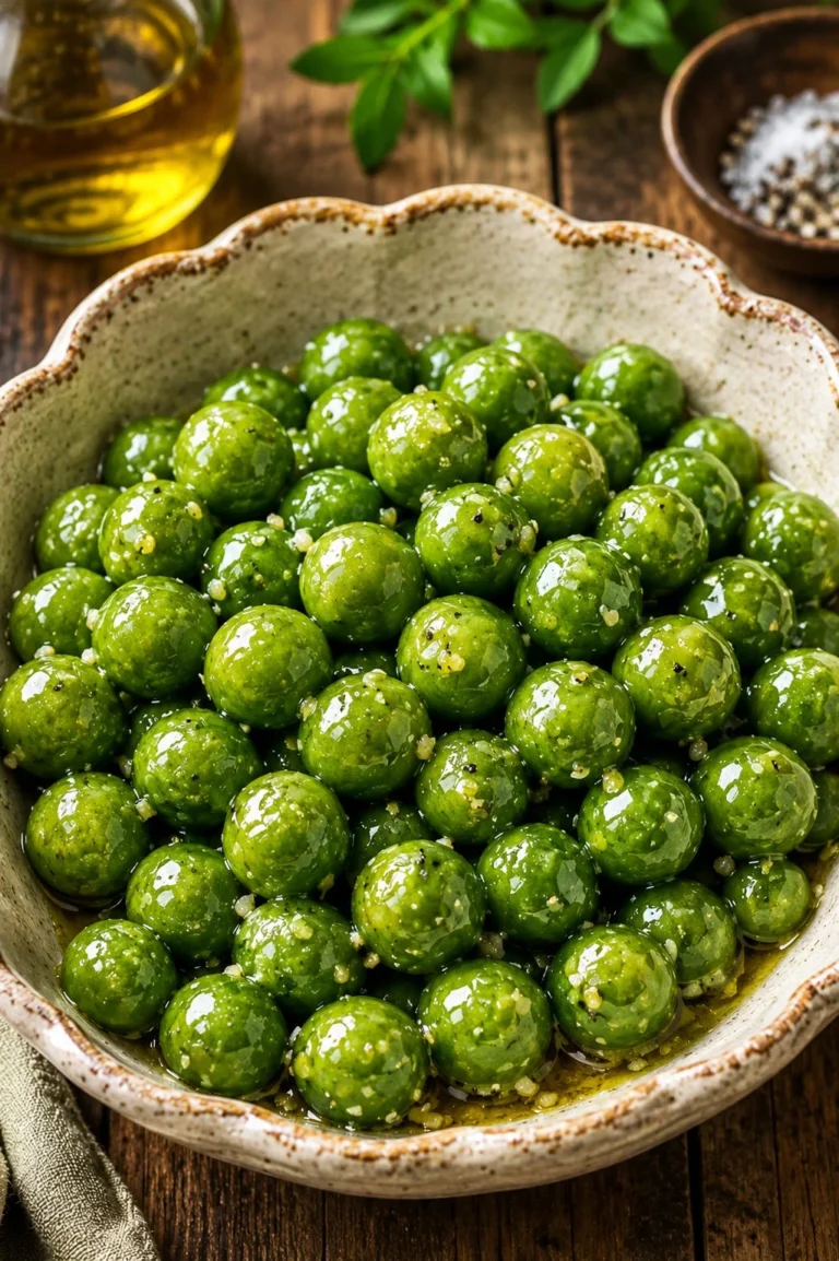 Three-ingredient buttered sweet peas in a bowl garnished with parsley.