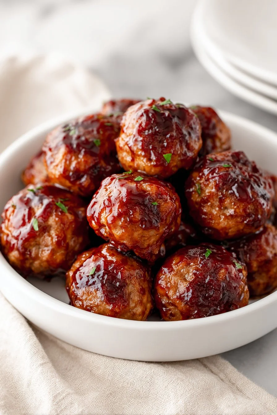 Delicious 3-Ingredient Cranberry BBQ Meatballs served on a platter