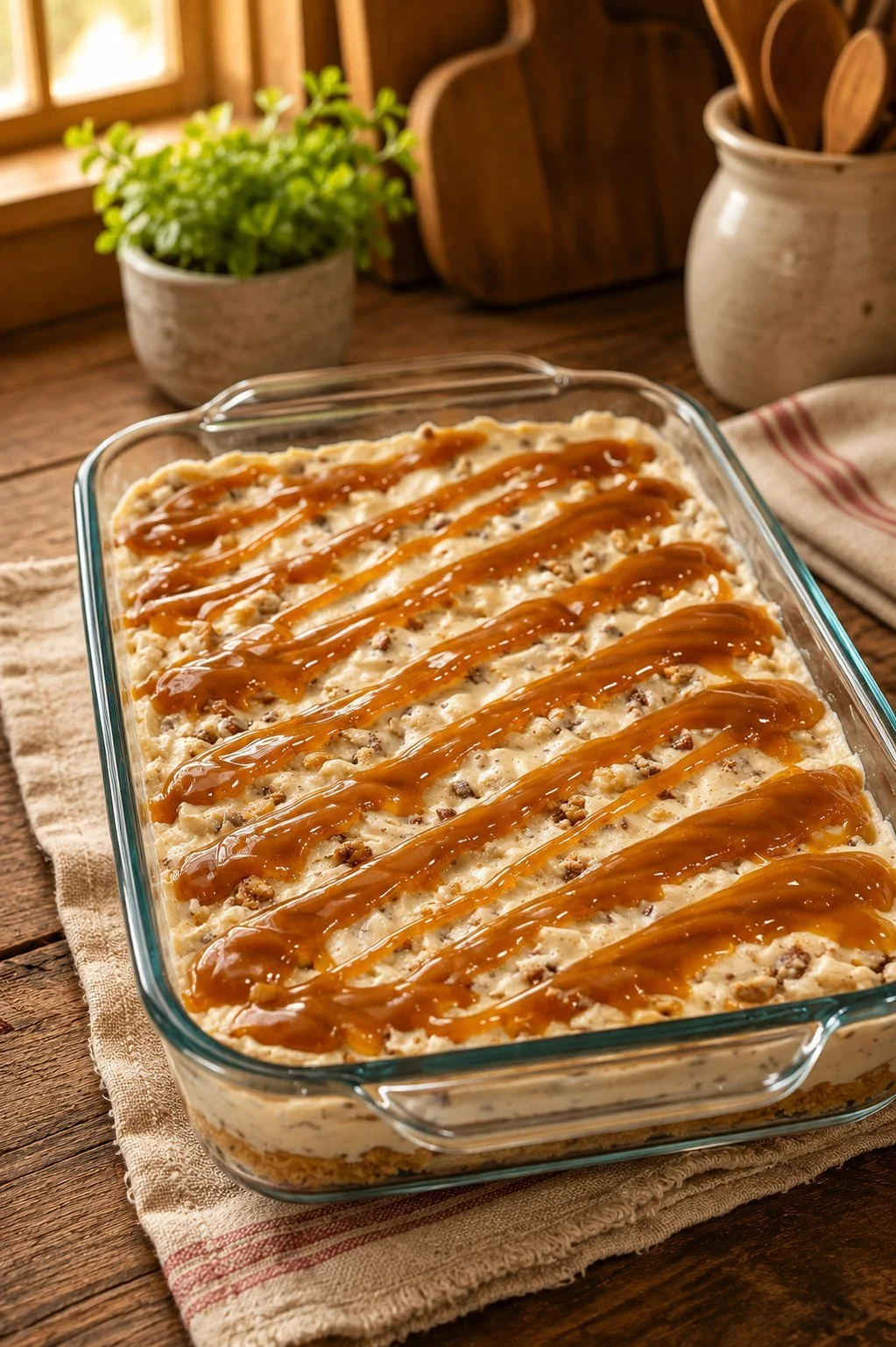 Frozen butter pecan bars with a crunchy top and creamy base