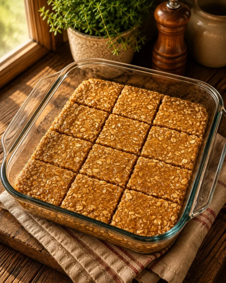 3-ingredient no bake peanut butter bars ready to serve