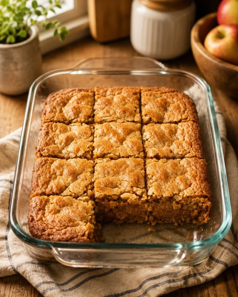 Delicious 3-ingredient peanut butter blondies on a plate