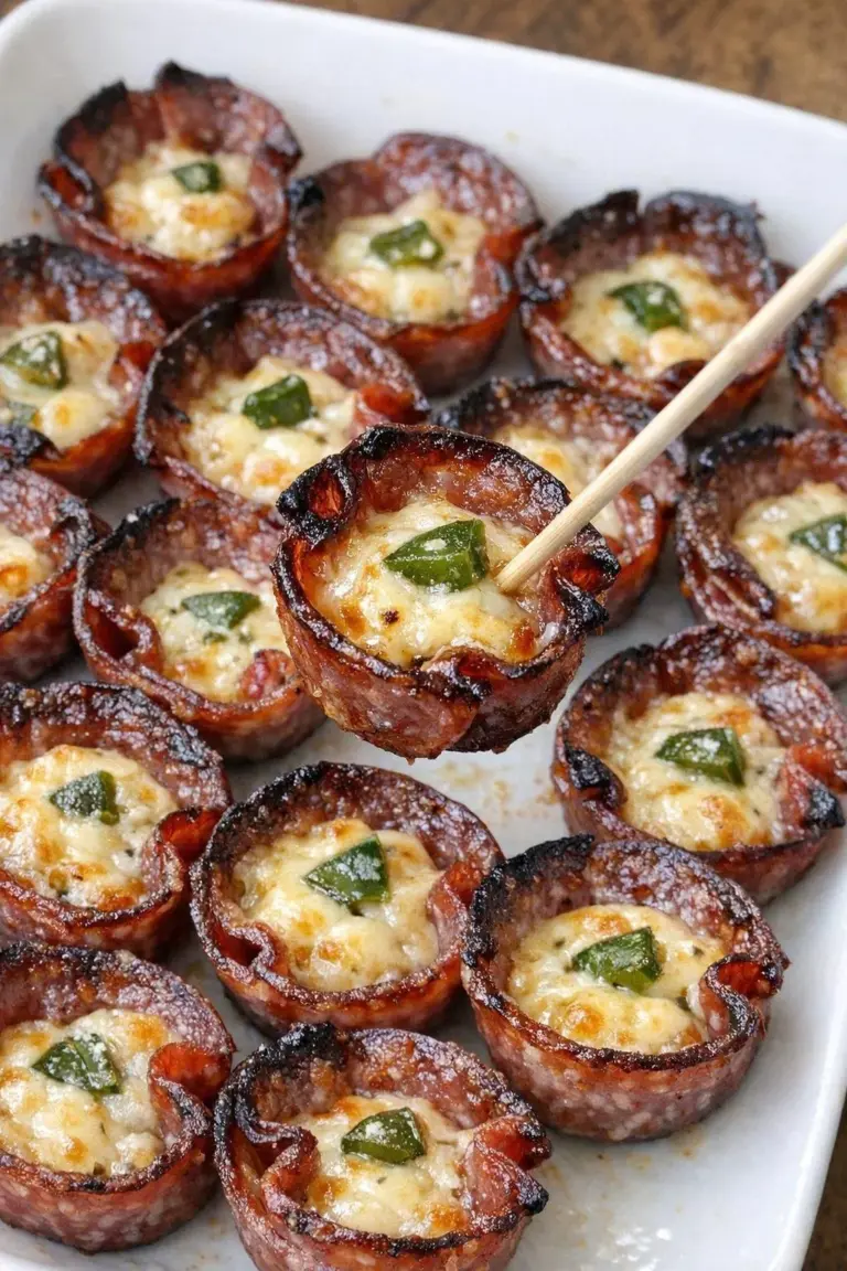 3-Ingredient Salami Tallmadge Bites appetizer on a platter
