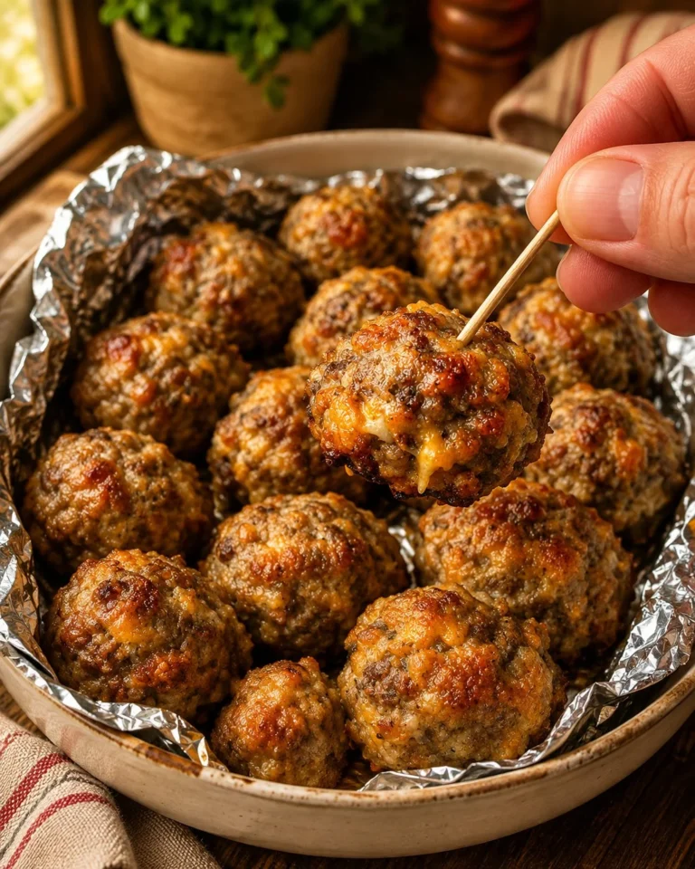 Delicious 3-ingredient sausage meatballs served on a plate
