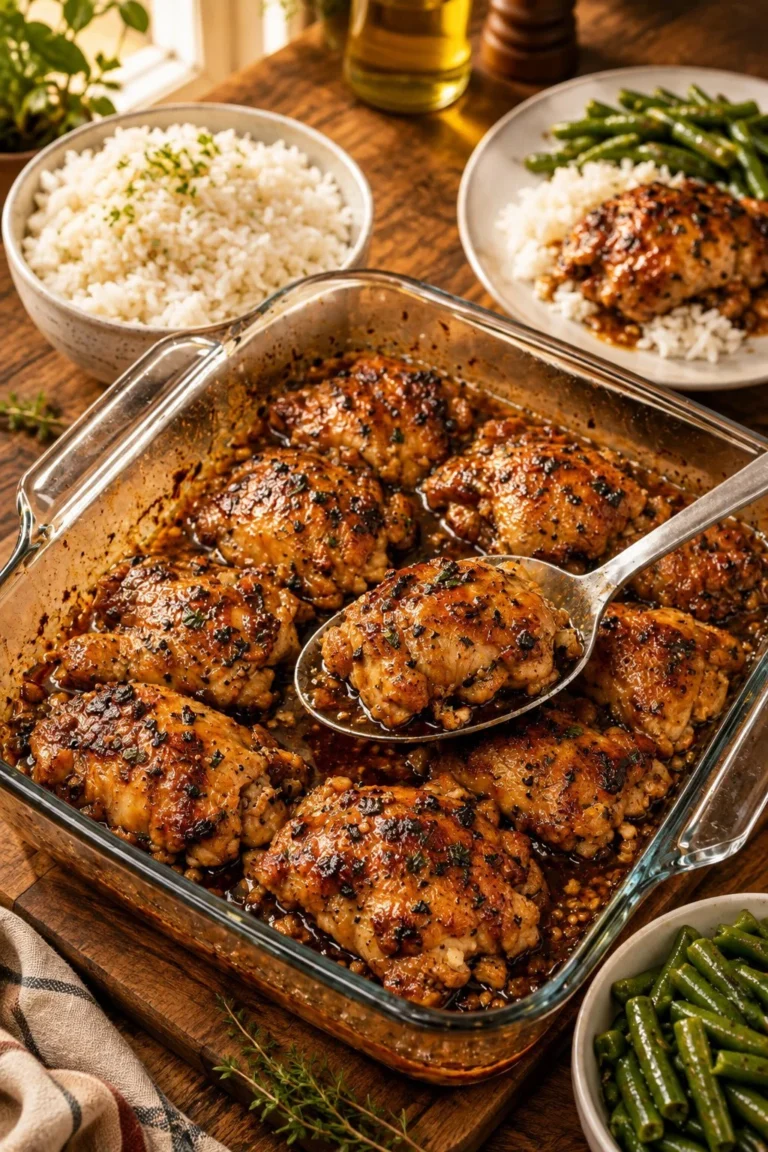 Delicious 4-ingredient potluck chicken recipe from the 1970s for potluck gatherings.