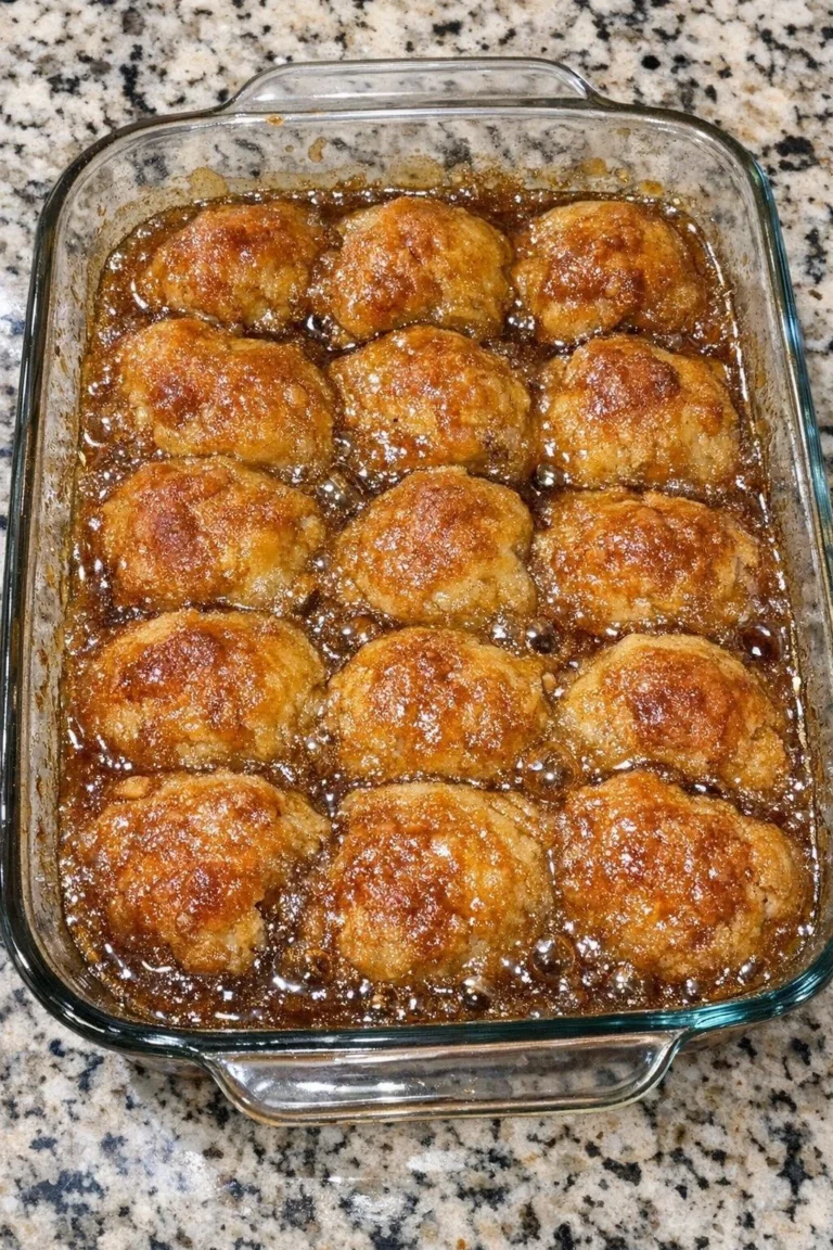 Amish apple cider dumplings made with four simple ingredients