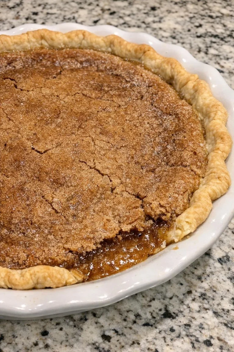 Delicious 4-Ingredient Amish Cinnamon Pie served on a plate