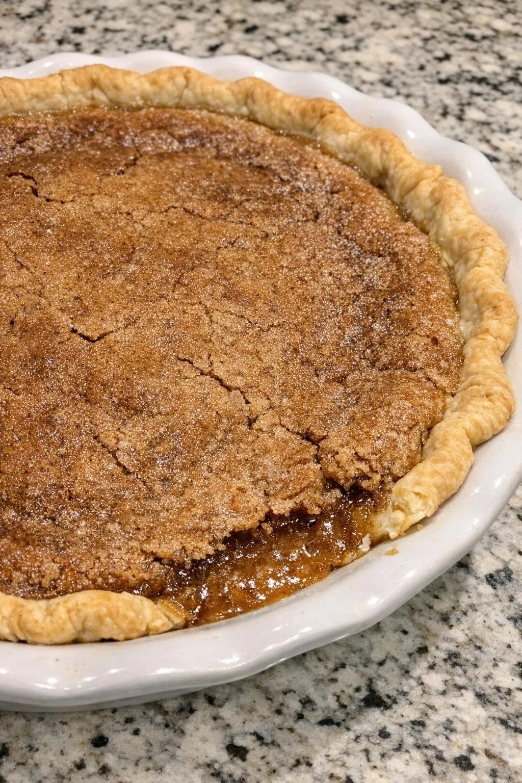 Delicious 4-Ingredient Amish Cinnamon Pie served on a plate