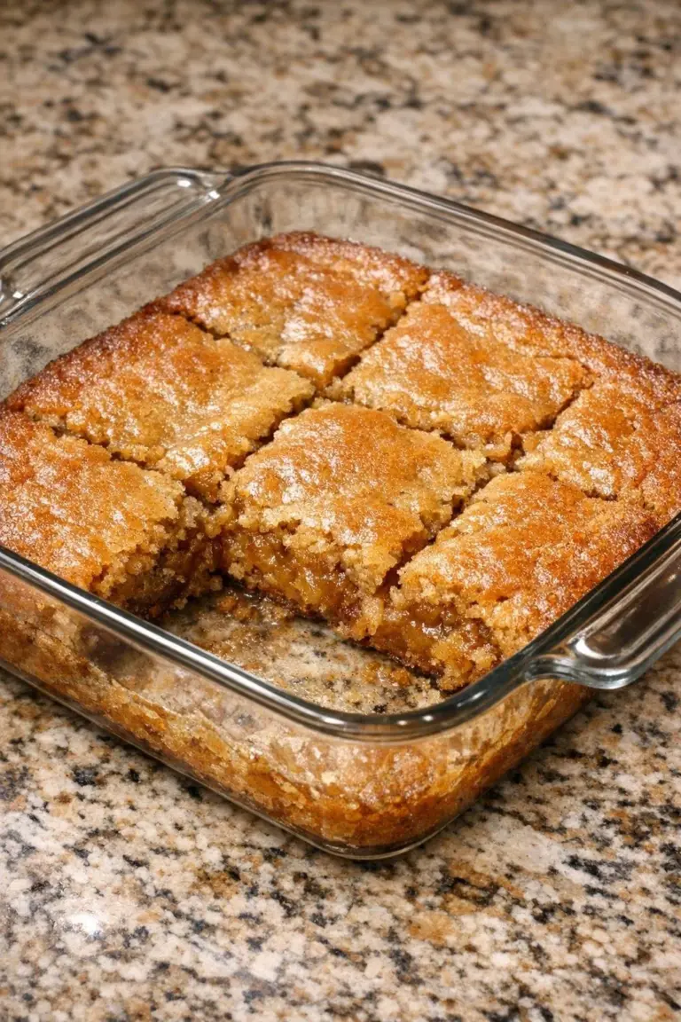Delicious 4-ingredient Amish maple blondies on a wooden table.