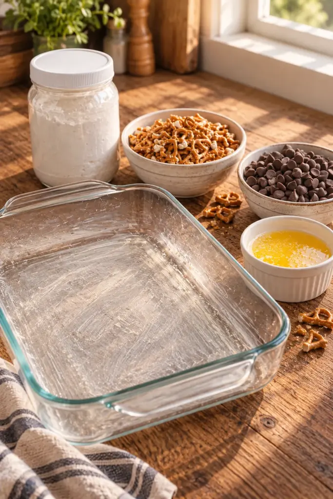4-Ingredient Baked Marshmallow Fluff Dessert in a glass baking dish