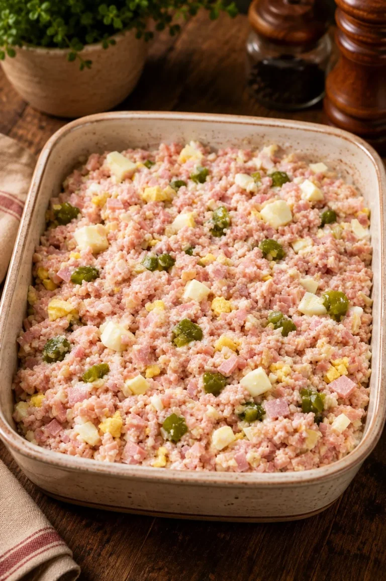 4-Ingredient Bologna Salad served in a bowl with fresh ingredients
