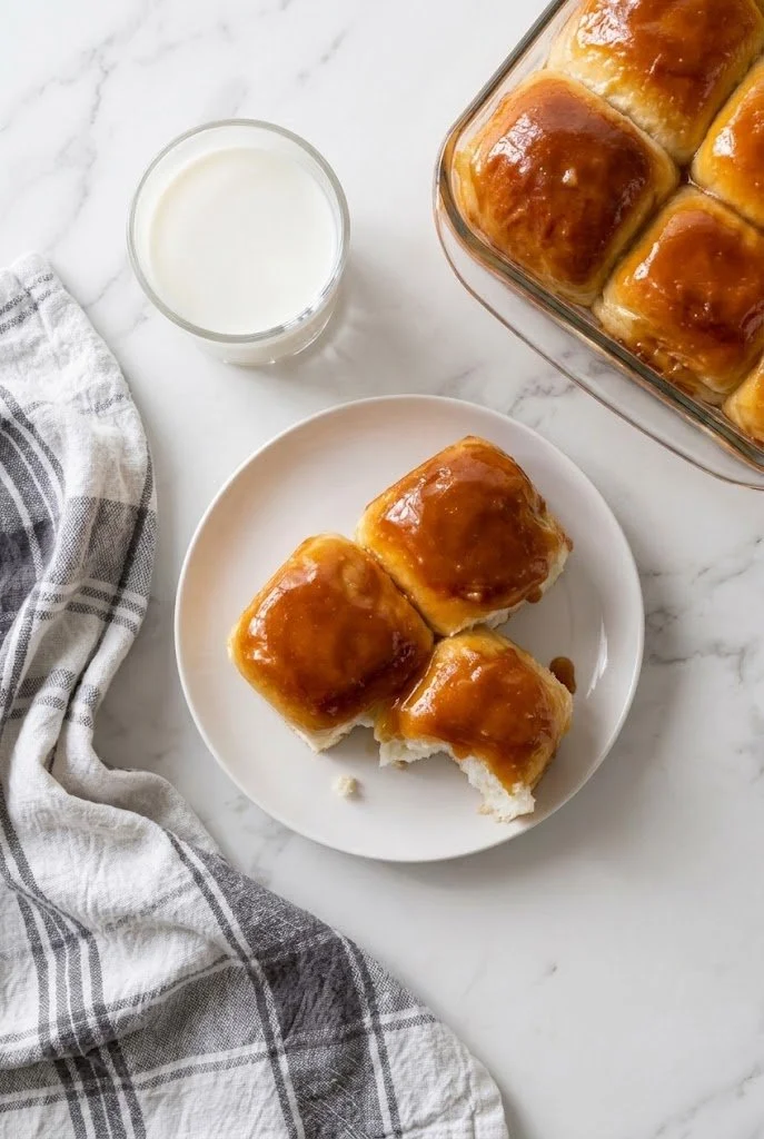 Delicious 4-ingredient caramel rolls drizzled with caramel sauce
