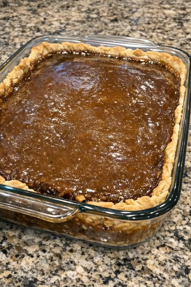 4-Ingredient Depression Era Peanut Butter Pie on a plate.