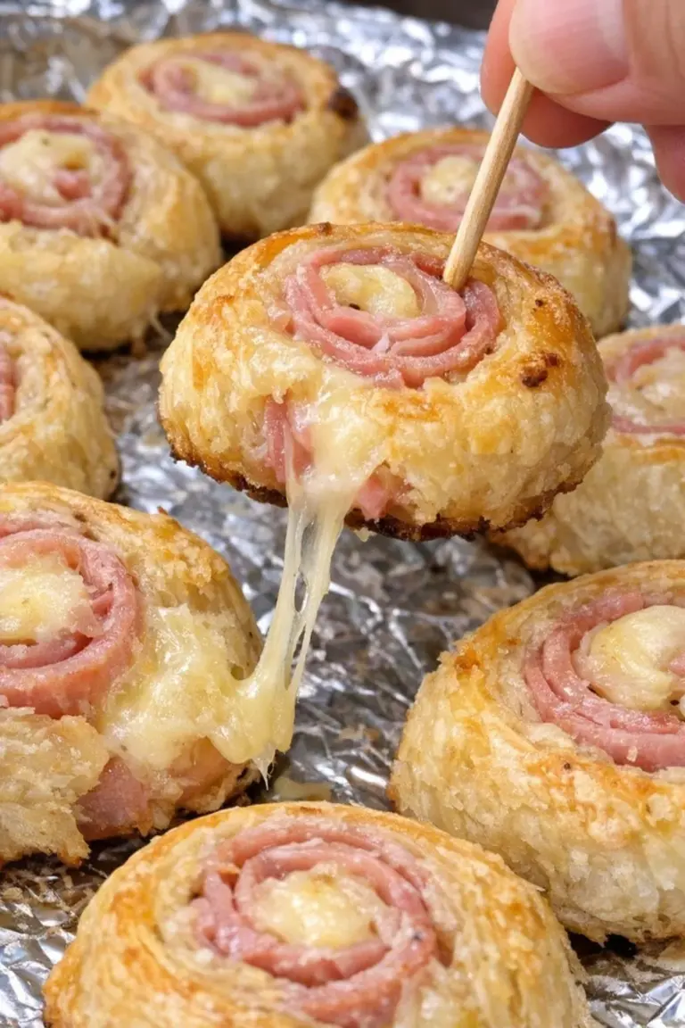 4-Ingredient ham and Swiss crescent pinwheels on a platter
