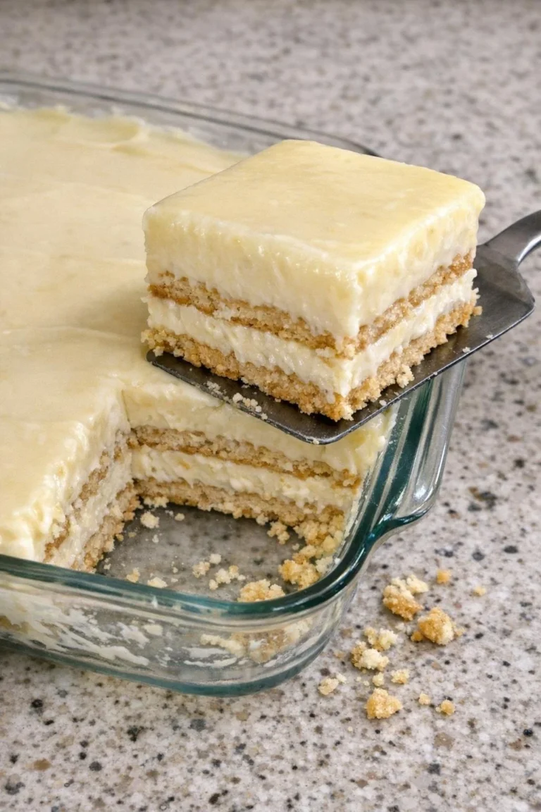 4-Ingredient Lemon Cookie Icebox Cake with lemon slices and whipped cream