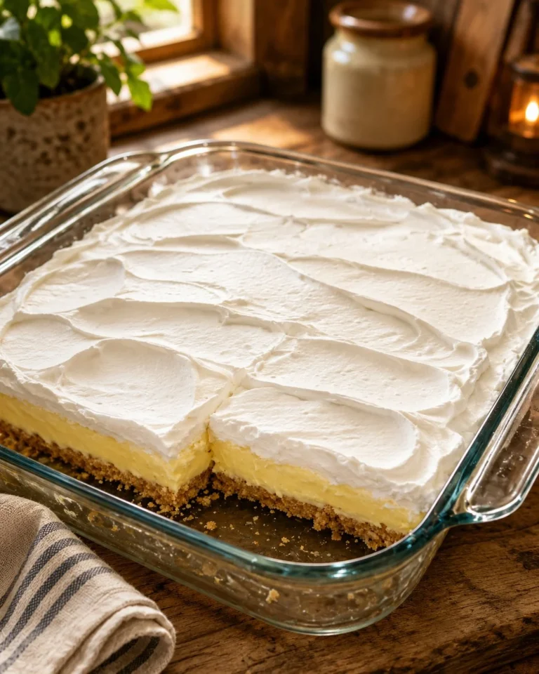 Delicious 4-ingredient lemon pudding bars served on a plate