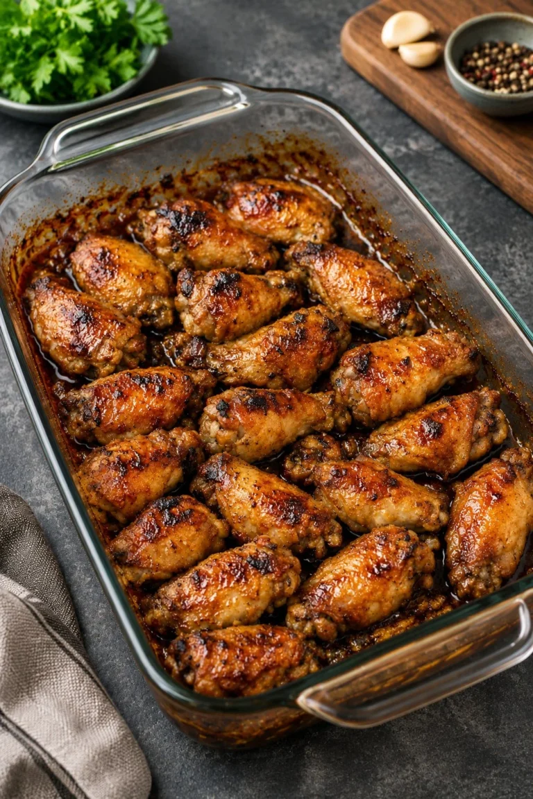 Crispy 4-ingredient oven chicken wings ready to serve
