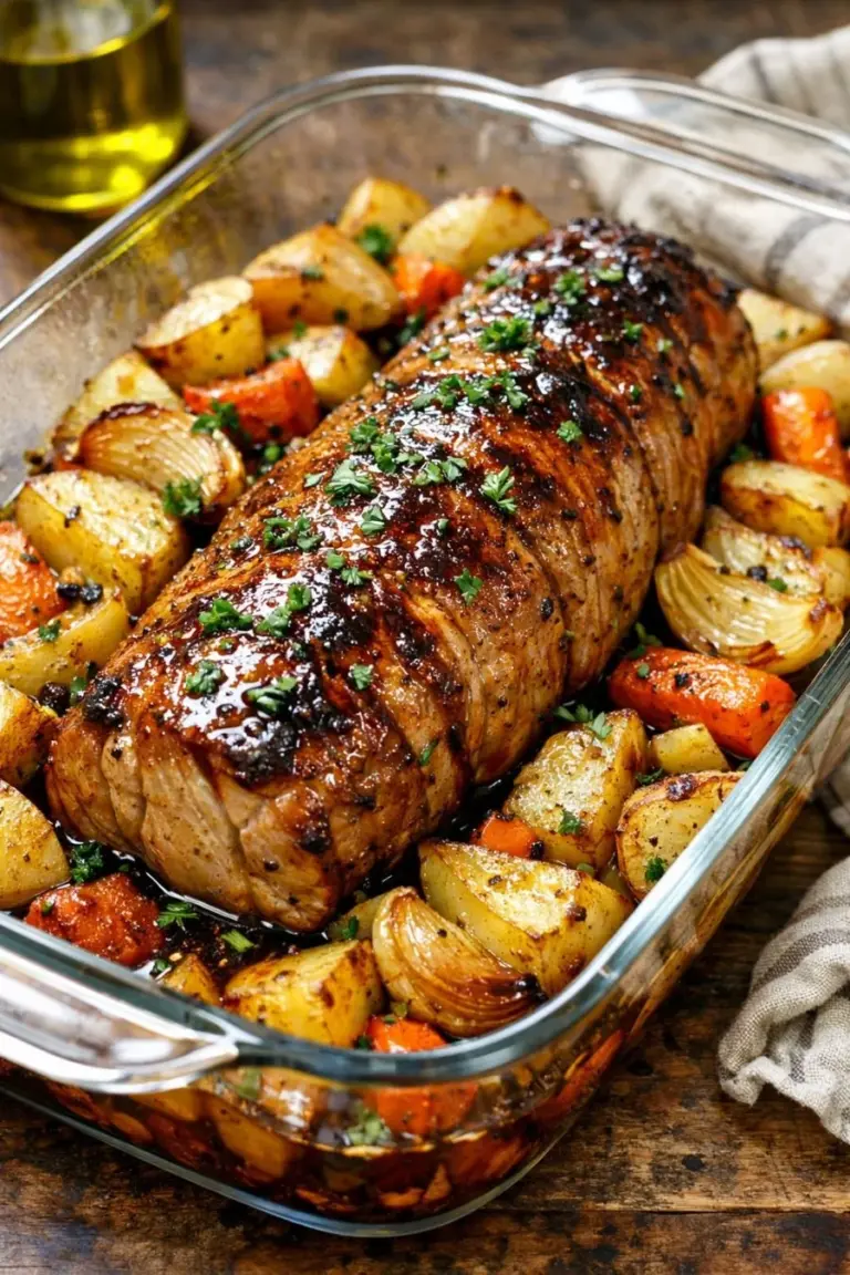 Oven-roasted 4-ingredient pork tenderloin served on a plate
