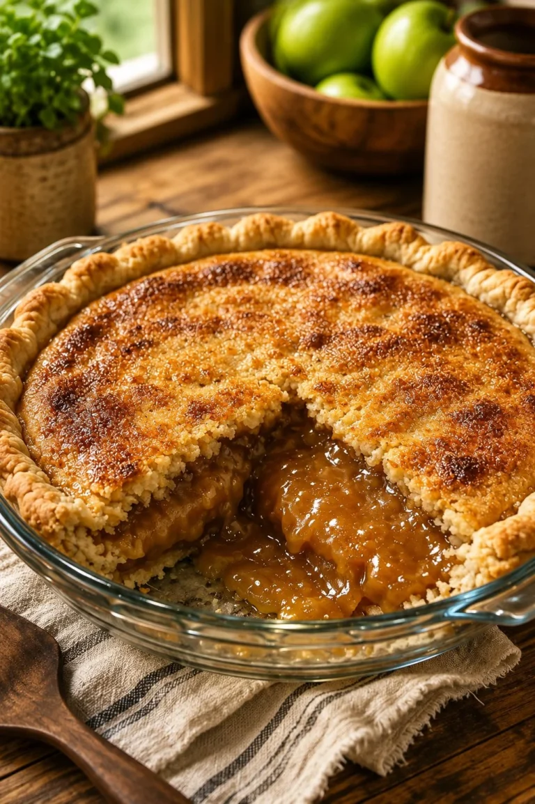Delicious 4-ingredient Poor Man's Caramel Pie served on a plate.