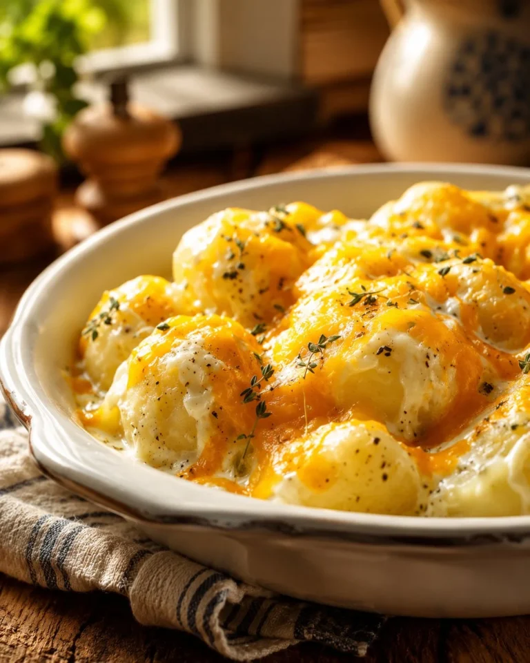 4-Ingredient Slow Cooker Creamy Potatoes in a dish, garnished and ready to serve.