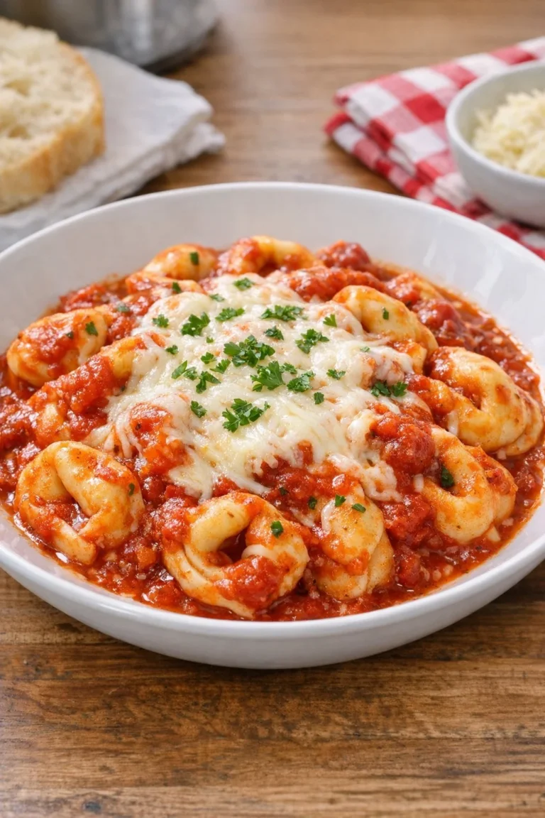Slow Cooker Fourth of July Cheese Tortellini recipe with 4 ingredients