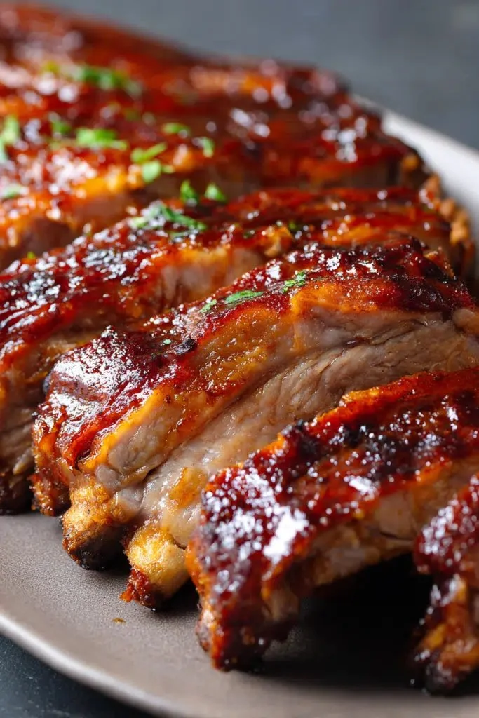 4-Ingredient Slow Cooker Sticky Ribs ready to be served