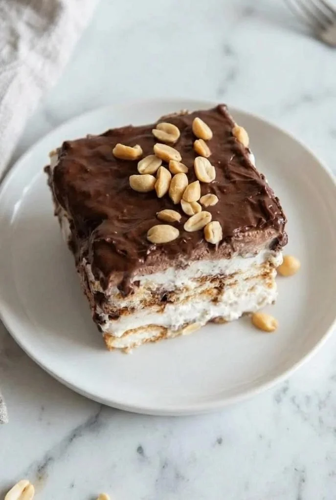 Delicious 48 chocolate peanut butter wafer bars stacked elegantly.