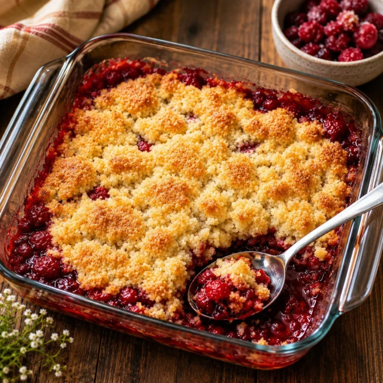 4th of July Raspberry Dump Dessert with fresh raspberries and whipped cream