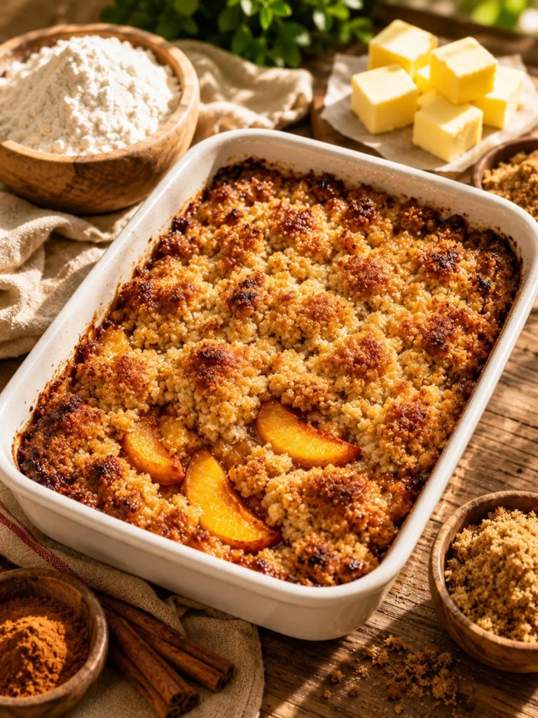 5-Ingredient baked peach dessert with frozen peaches
