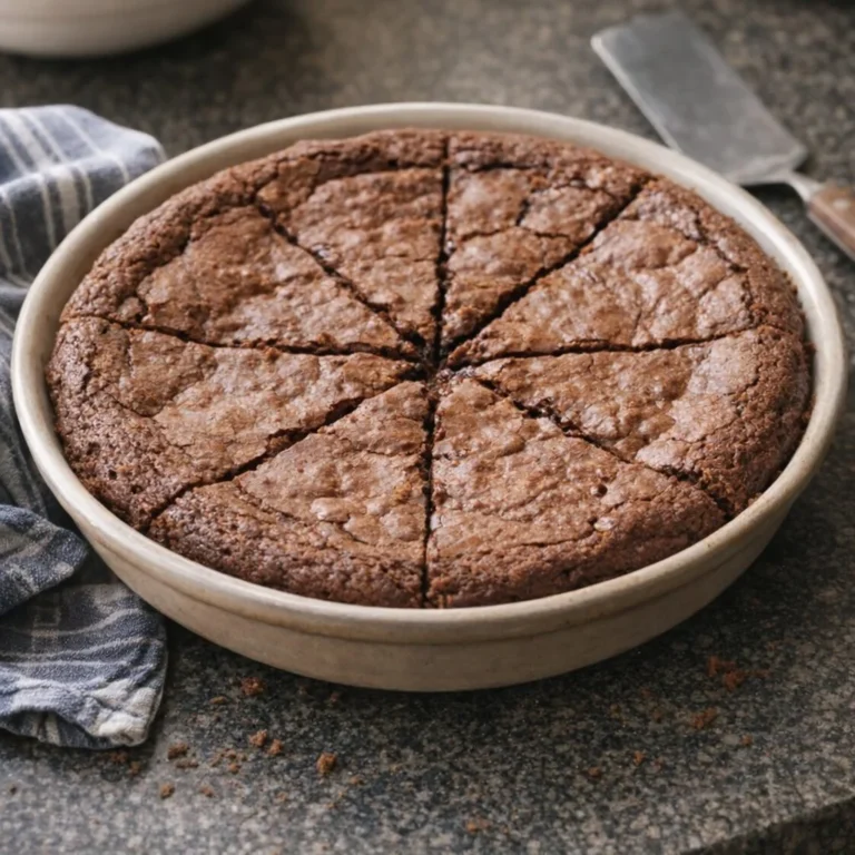 Delicious 5 Ingredient Fudgy Brownie Pie on a dessert plate.