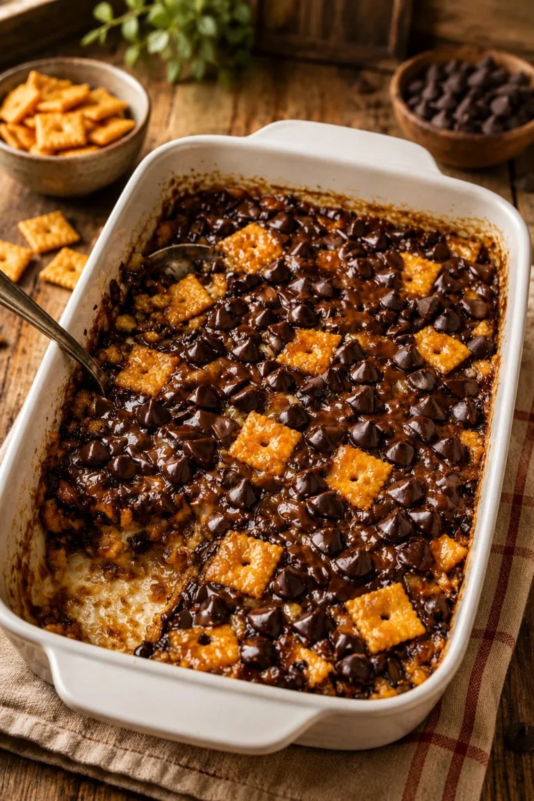 Oven baked cheese cracker dessert bars topped with chocolate and nuts
