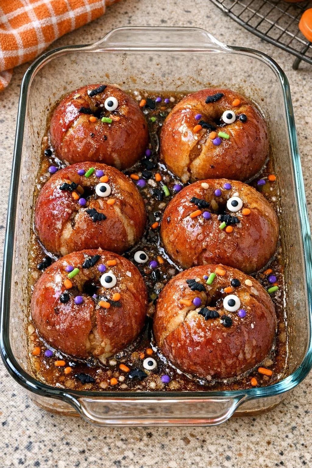 5-Ingredient oven baked Halloween apples recipe