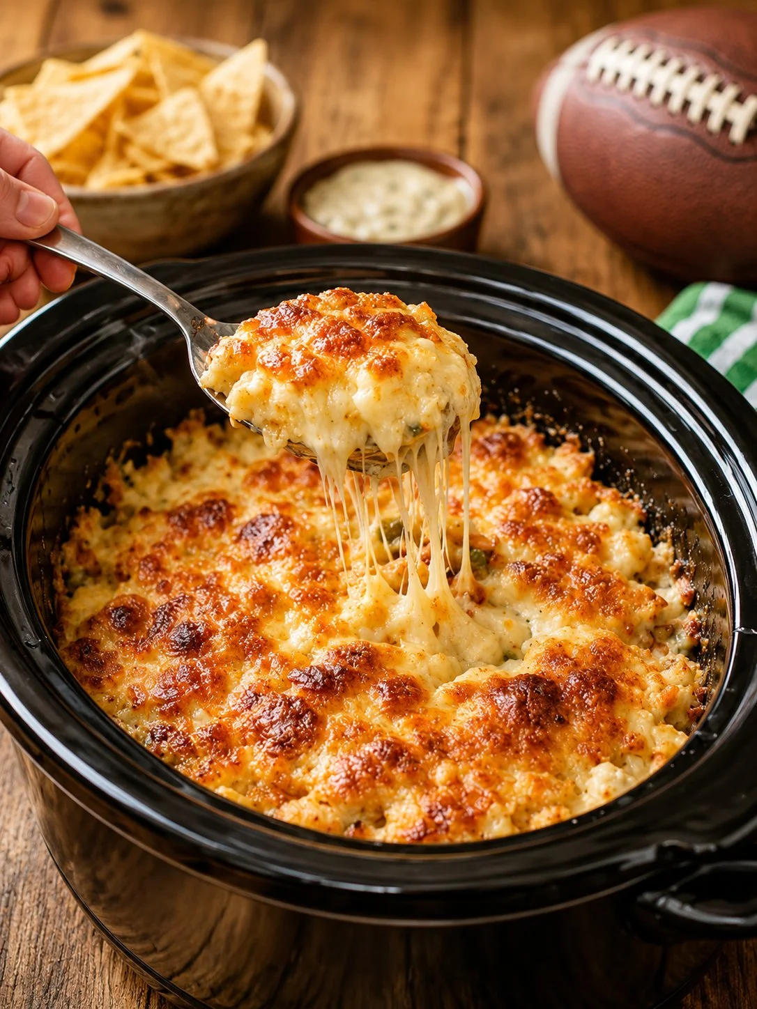 5-Ingredient Slow Cooker Bacon Potato Casserole with crispy bacon and golden potatoes