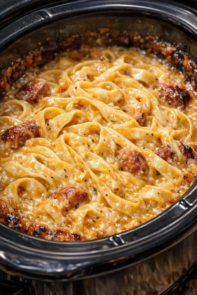 Delicious 5-ingredient slow cooker tagliatelle served in a bowl
