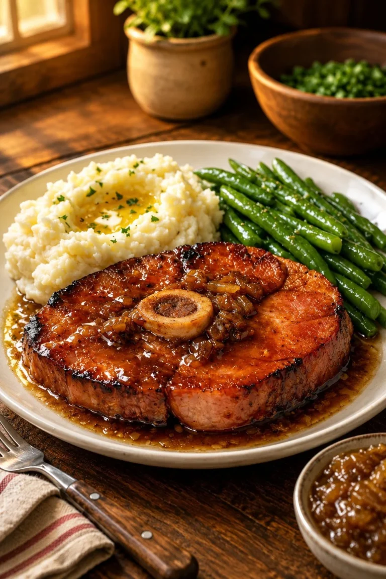 5-Ingredient Slow Cooker Vintage Fourth Ham Steaks in a crockpot