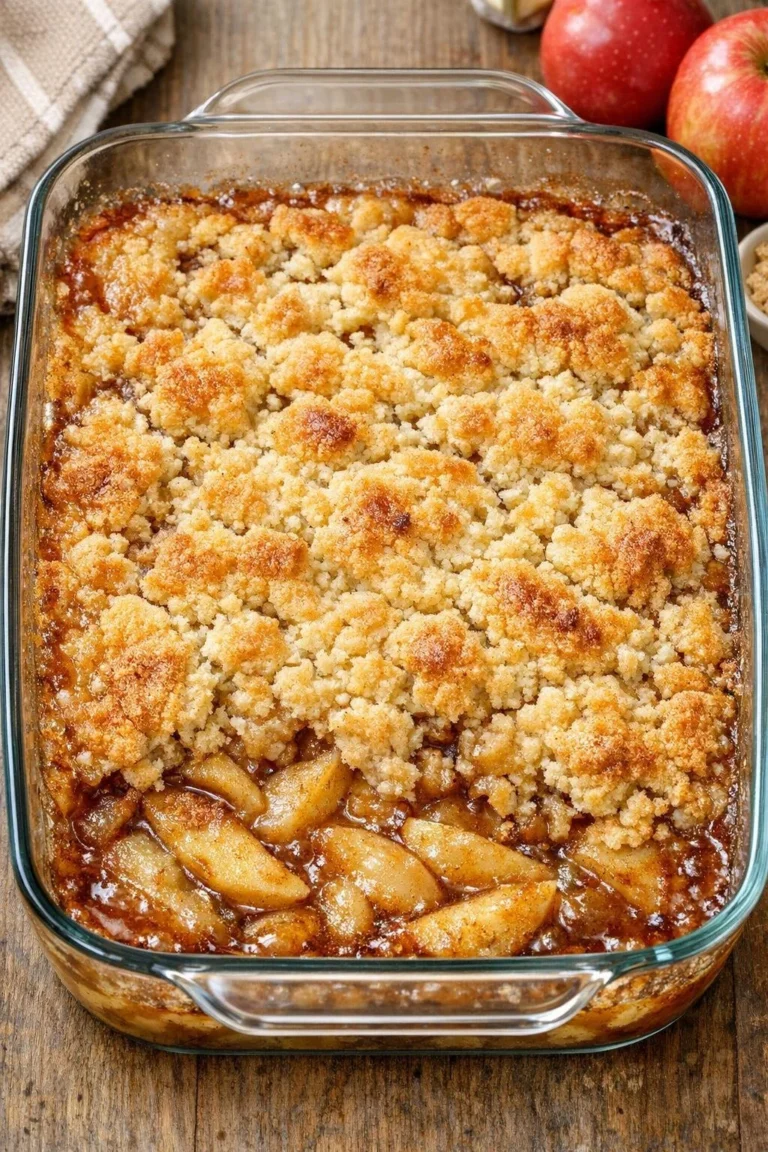 Delicious Apple Dump Cake with apples and cake mix ready to bake