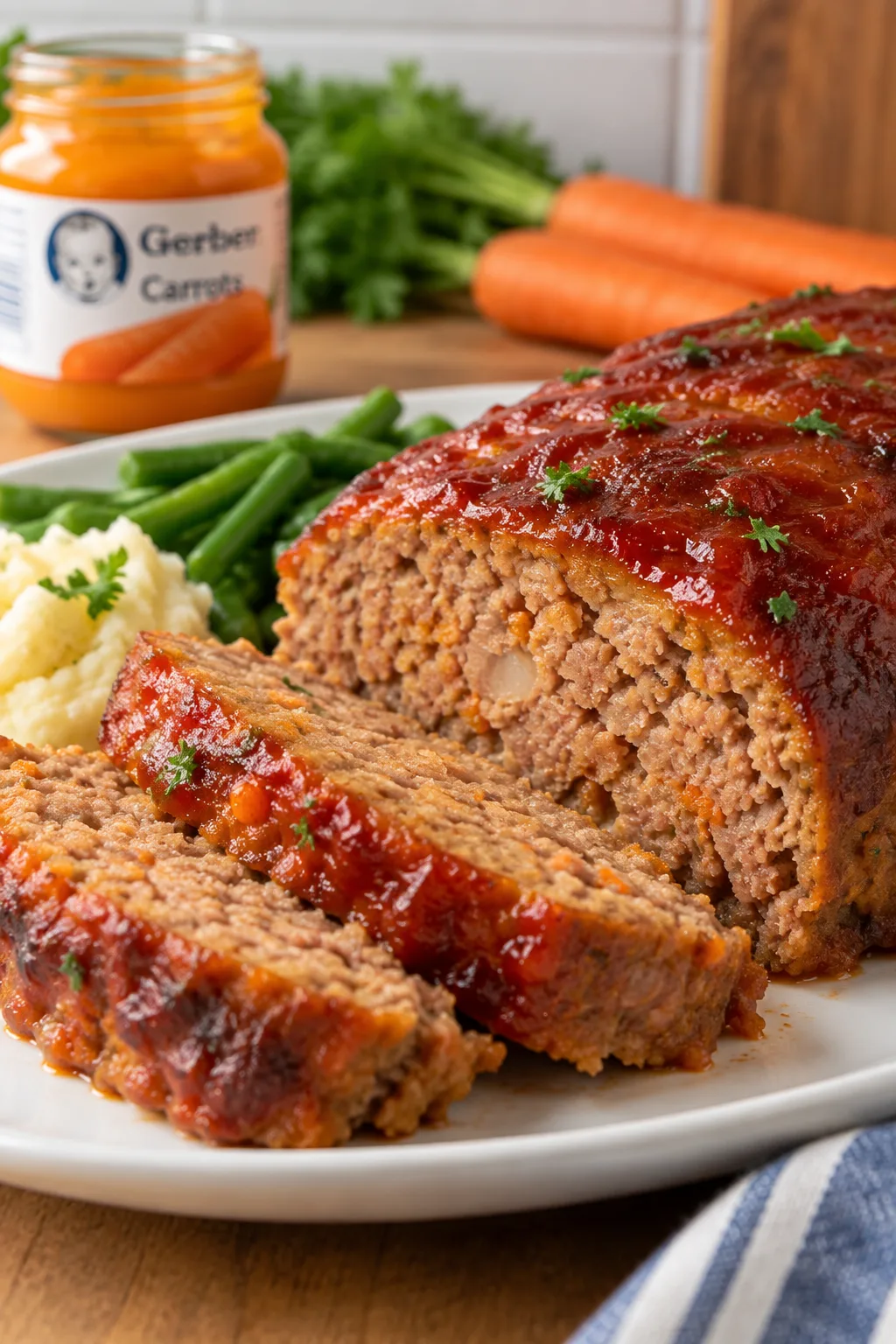 Baby food carrots mixed into raw meatloaf mixture