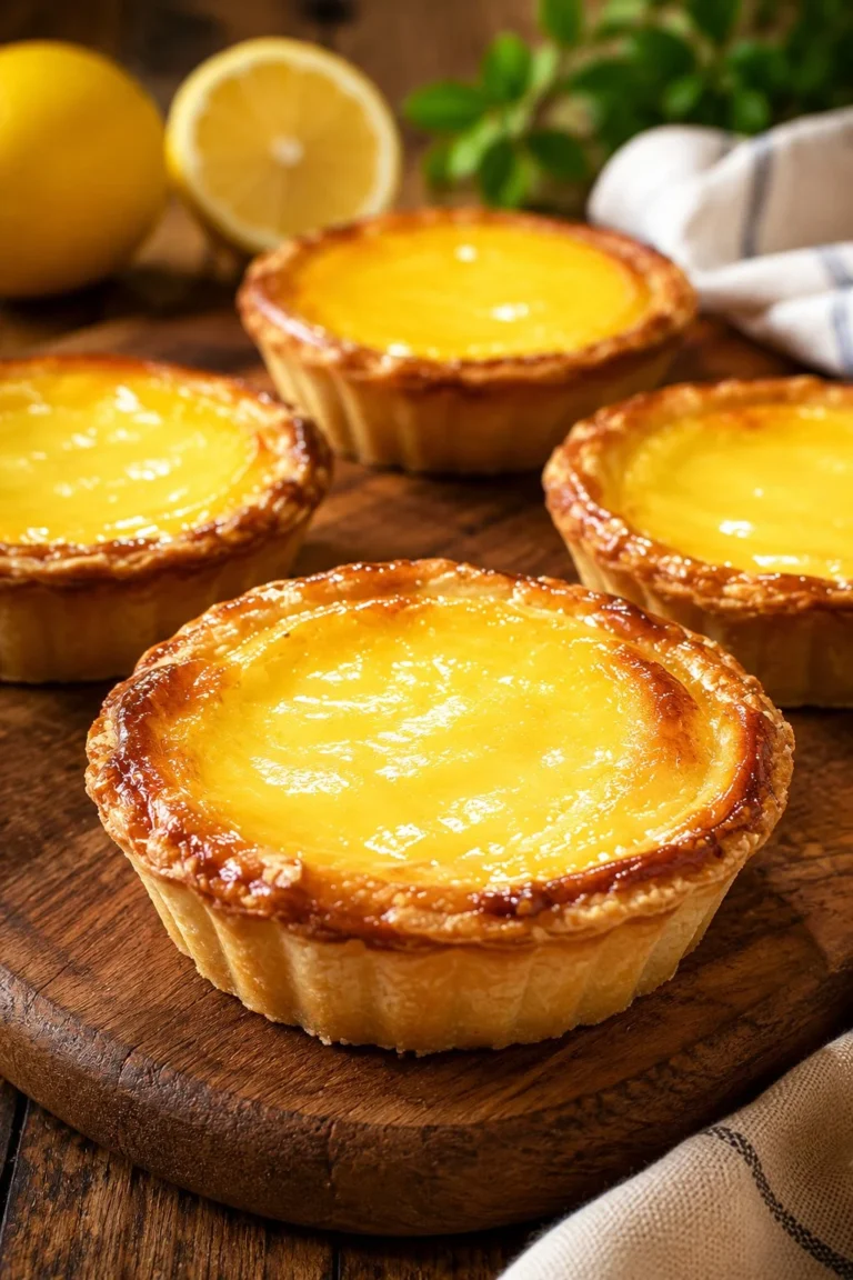 Baby Lemon Impossible Pies with a vibrant lemon filling and a golden crust