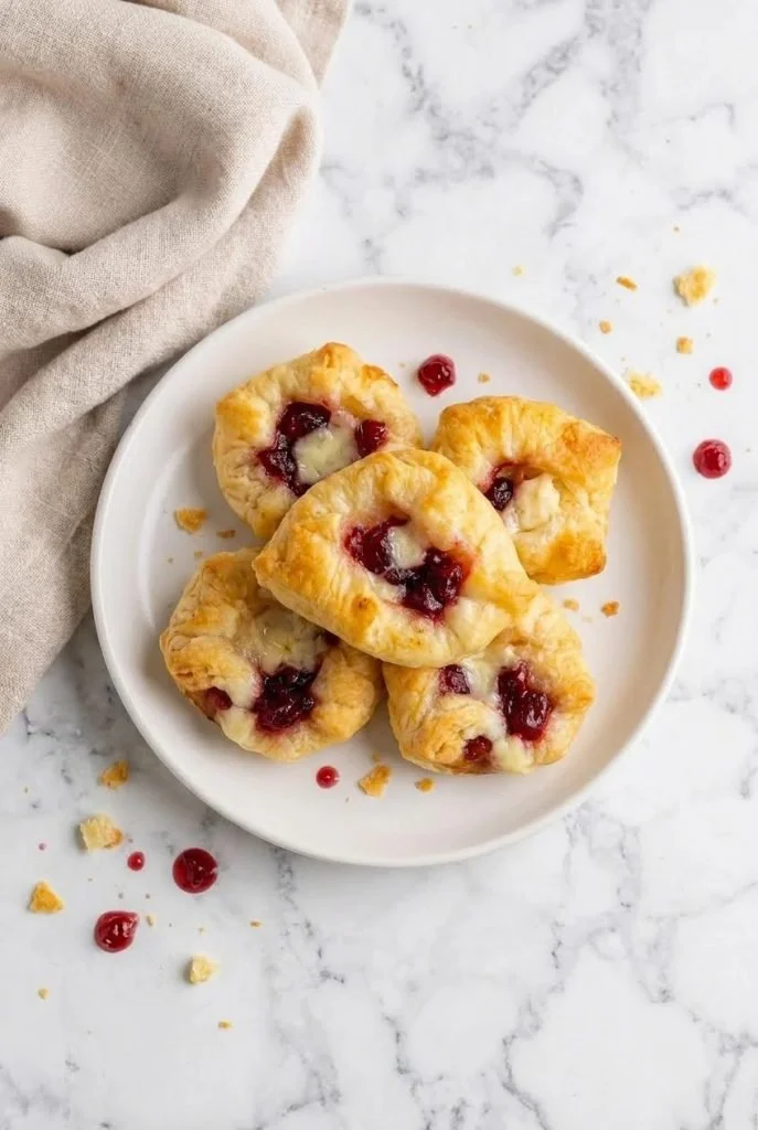 Delicious baked cranberry brie bites served on a platter