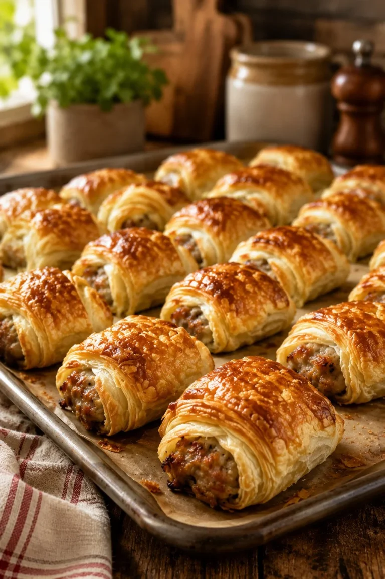 Baked Sausage Cream Cheese Crescents on a plate, perfect for appetizers.