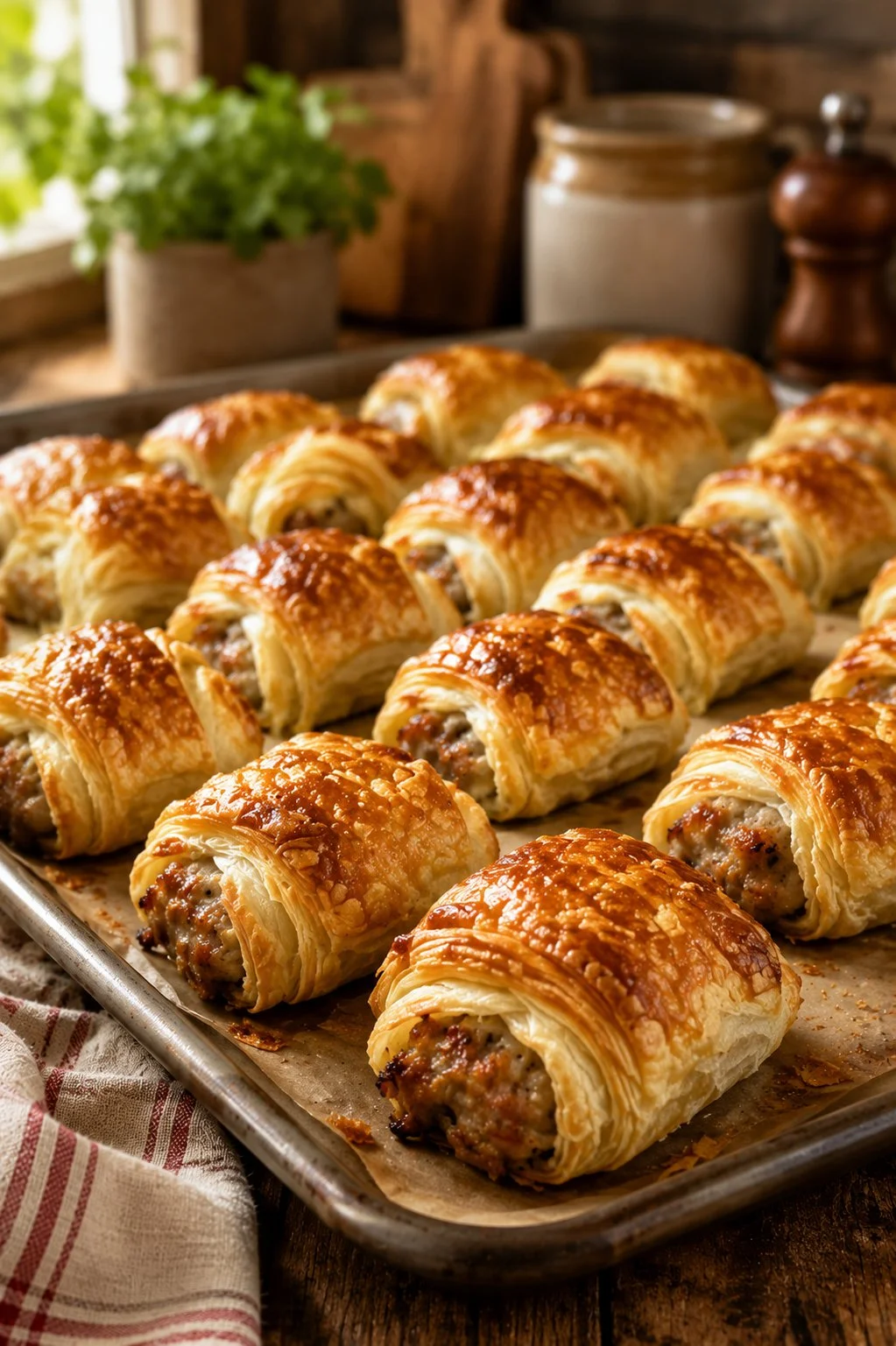 Baked Sausage Cream Cheese Crescents on a plate, perfect for appetizers.