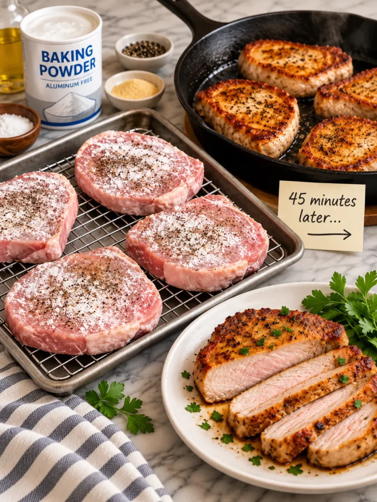 baking-powder-on-pork-chops