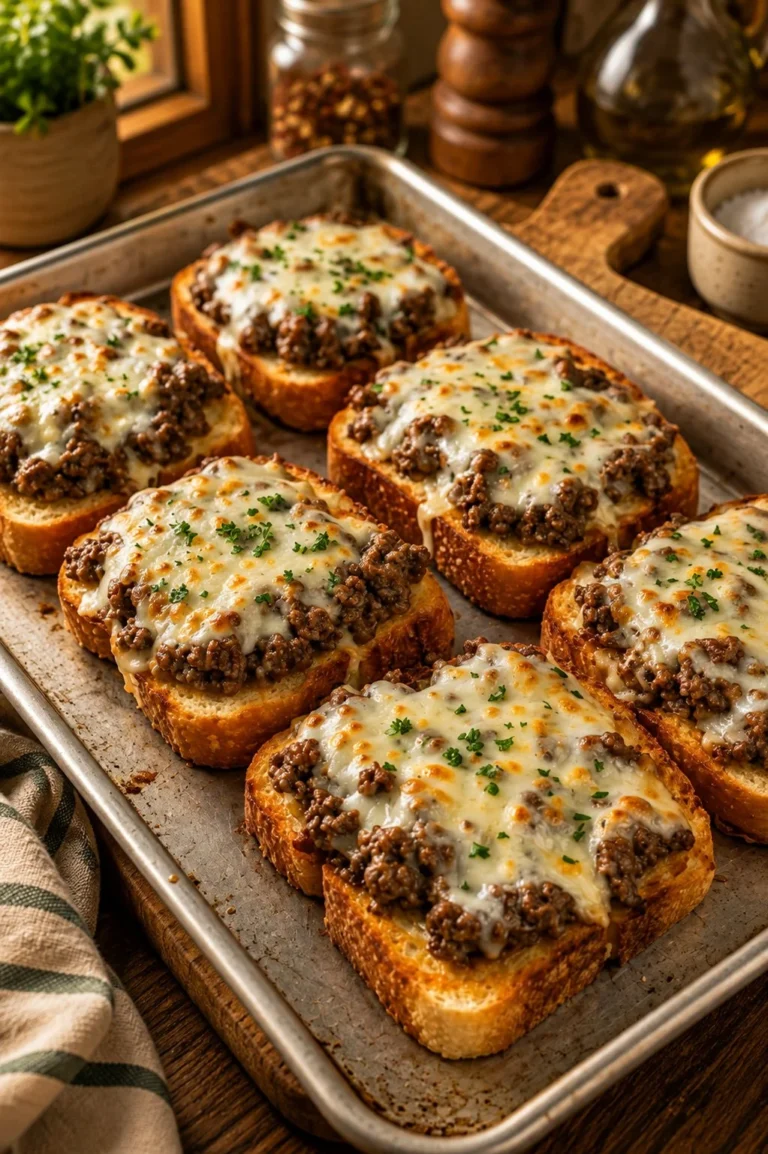 Delicious Beef Garlic Bread Bites served on a plate