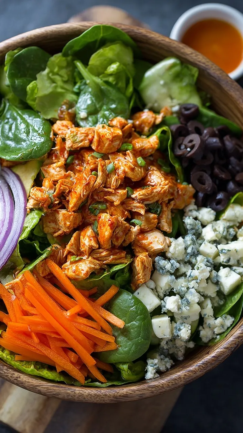A bowl of Buffalo Chicken Salad with blue cheese and celery