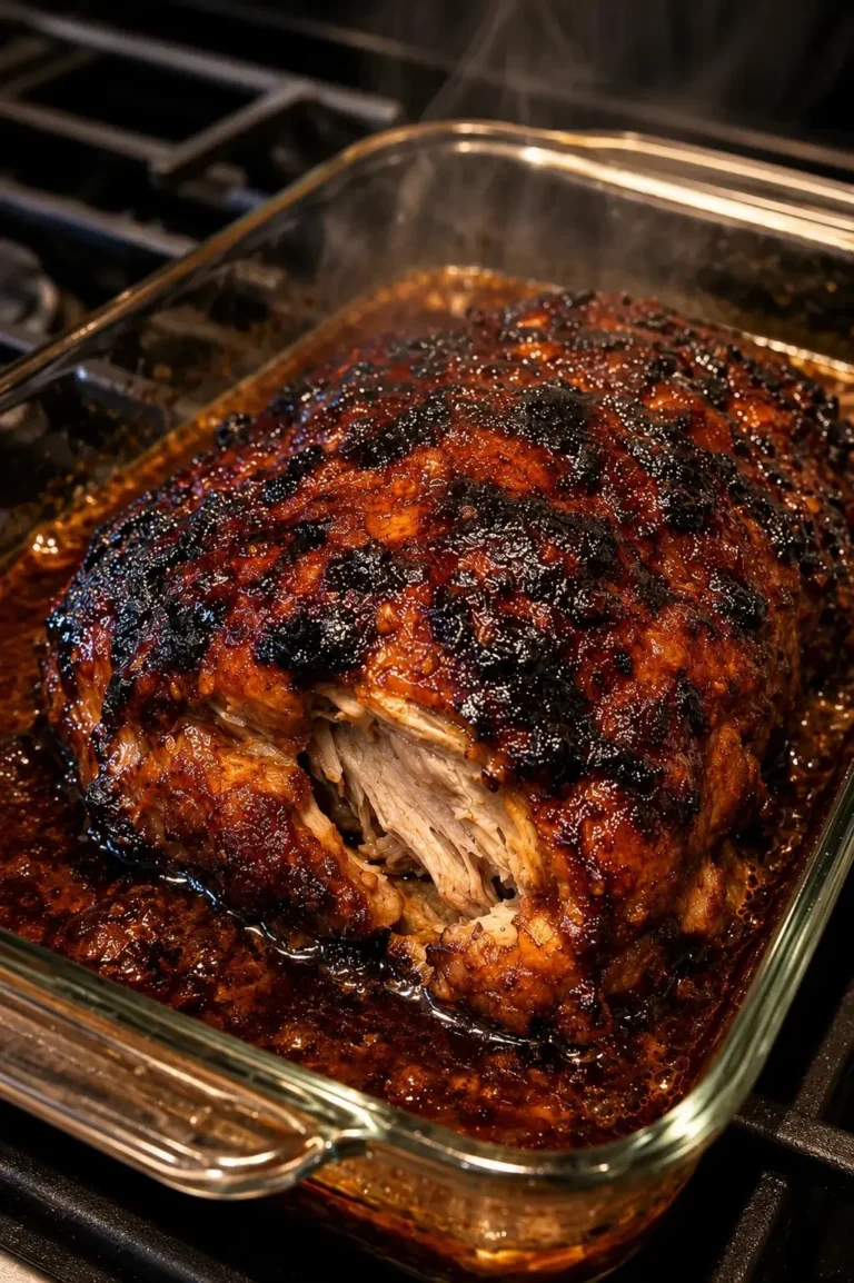 Delicious caramelized crust pork roast bake ready to serve.