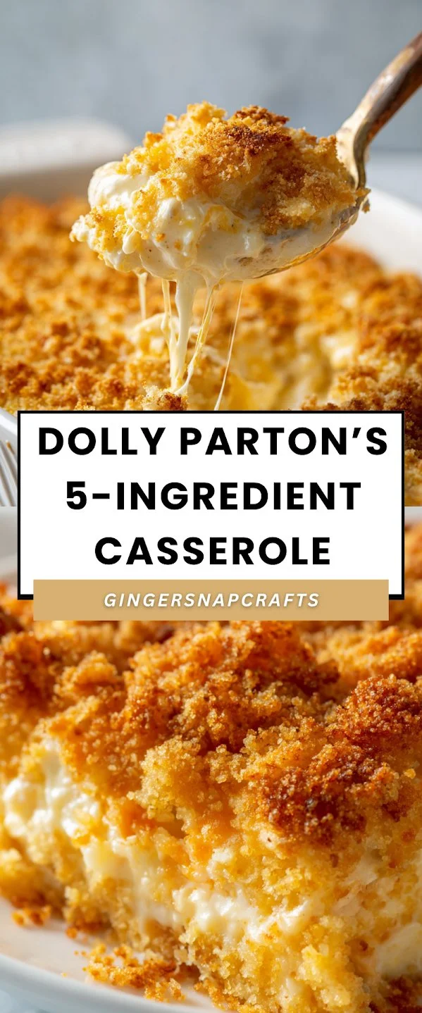 Delicious Cheesy Chicken Casserole topped with melted cheese and herbs