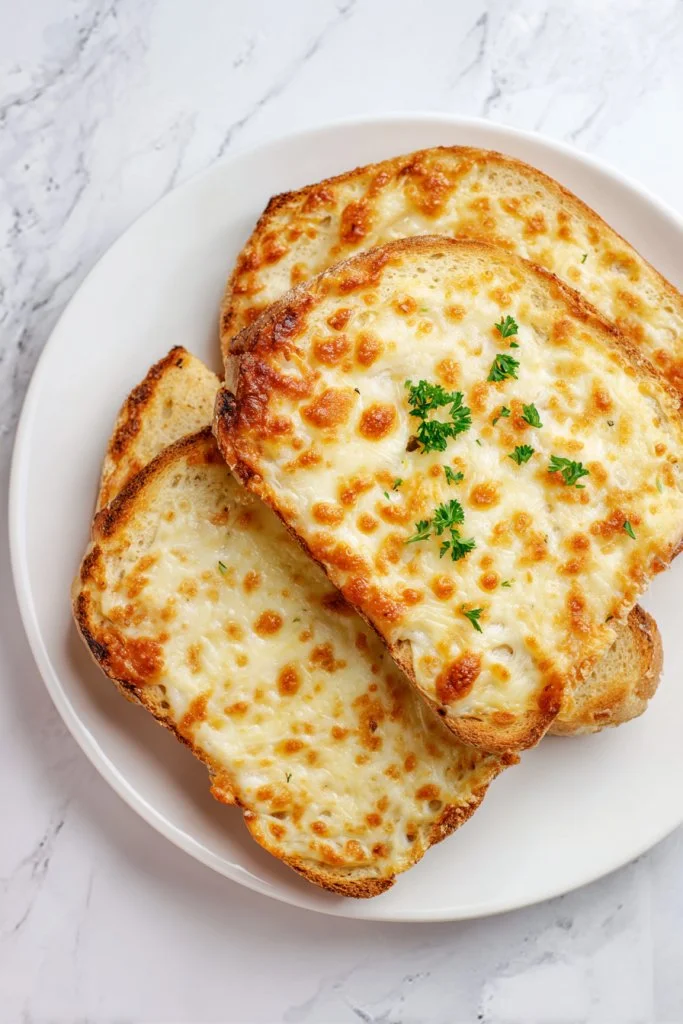 Cheesy Texas toast with melted cheese and golden crust